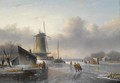 Skaters On A Frozen River, A 'Koek En Zopie' In The Distance - Jan Jacob Coenraad Spohler