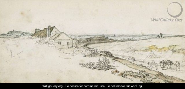 PANORAMIC LANDSCAPE WITH A HOUSE - Georges Michel