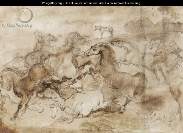 And A Battle Of Horses - (after) Theodore Gericault