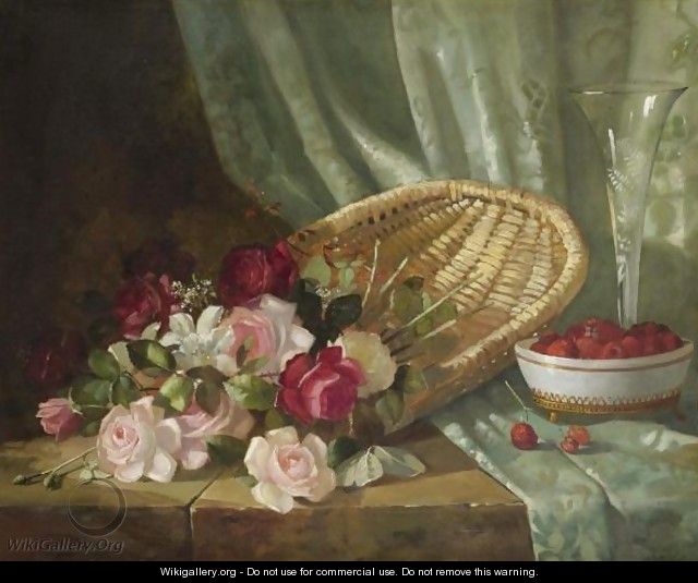 Still Life With Roses And Raspberries - Abbott Fuller Graves