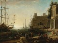 View Of A Bustling Port - (after) Claude Lorrain (Claude Gellee)