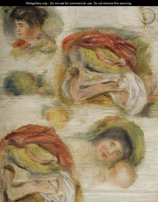 Etudes De Tetes Et Drapes - Pierre Auguste Renoir