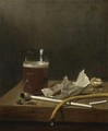 Still Life With A Glass Of Beer, A Pipe, Tobacco And Other Requisites Of Smoking - Jan Jansz. Van De Velde