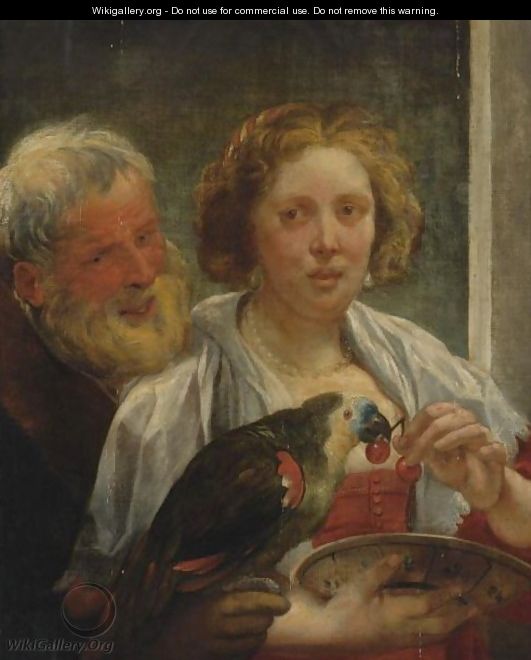 A Bearded Man And A Woman With A Parrot Unrequited Love - Jacob Jordaens