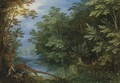 A Wooded River Landscape With Sportsmen - Jan The Elder Brueghel