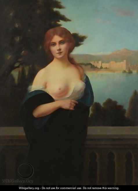 Young Woman In A Landscape - H. Rondel