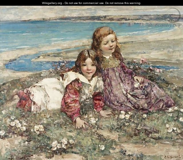 Two Young Girls On A Clifftop - Edward Atkinson Hornel