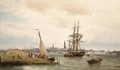 The Harbour Of Antwerp With A View From The Left Bank Over The River Scheldt And The Onze Lieve Vrouw Cathedral In The Background - Cornelis Christiaan Dommelshuizen