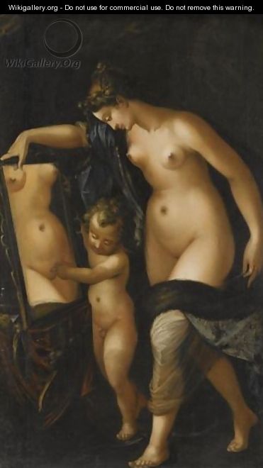 Venus And Cupid - (after) Luca Cambiaso
