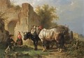 Hay-Time, Resting Figures Near An Ox And Horse - Wouterus Verschuur