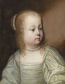 Portrait Of A Young Girl, Head And Shoulders, Wearing A Great Dress And Pearls - (after) Dyck, Sir Anthony van