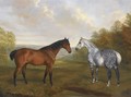 A Chestnut Hunter And A Grey Hunter In A Landscape - John Jnr. Ferneley