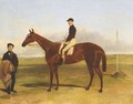 A Bay Racehorse With Jockey Up - Harry Hall