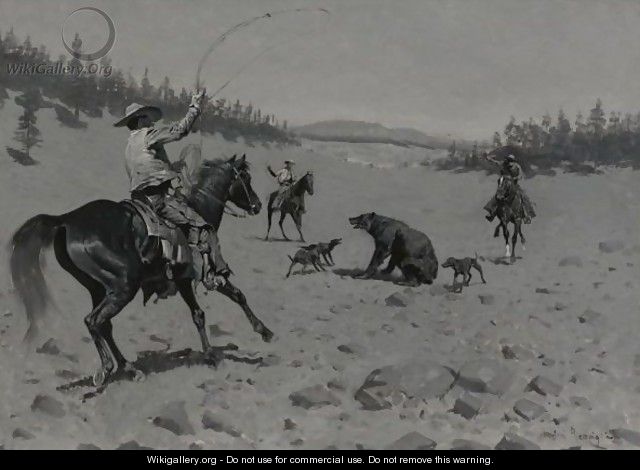 The Bear At Bay (Roping A Grizzly) - Frederic Remington
