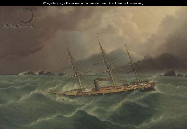 Packet Ship In A Storm At Tierra Del Fuego - James E. Buttersworth