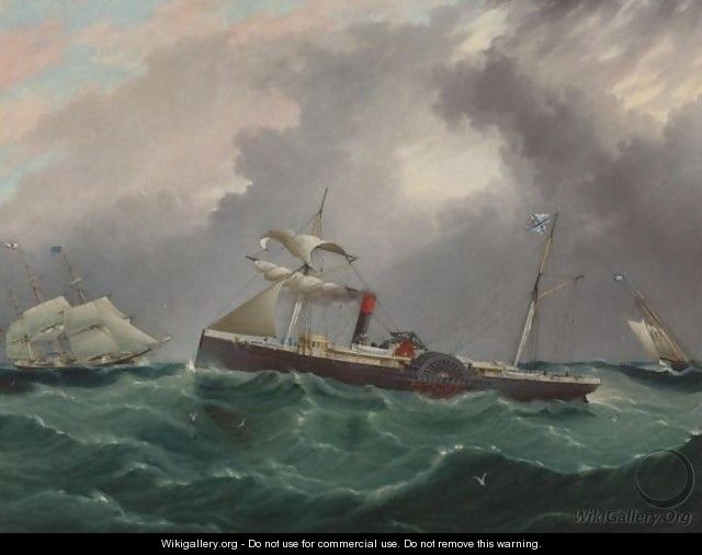 Steam Sailer, San Salvador - James E. Buttersworth