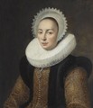 Portrait Of Magdalena Van Beresteyn (1585-1615), Half Length, Wearing A Gold Embroidered Dress With Vlieger And A Molensteenkraag, And A White Lace Bonnet - (after) Michiel Jansz. Van Mierevelt