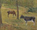 Vache Et Cheval Dans Un Pre - Paul Gauguin
