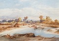 River Landscape With Figures - Louis Buvelot