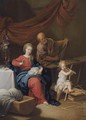 The Holy Family In An Interior With The Virgin Sowing And Joseph Woodworking - Christian Wilhelm Ernst Dietrich