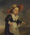 Portrait Of A Young Girl, In A Landscape, Three Quarter Length, Wearing A Red Hat - (after) Jan Baptist Weenix