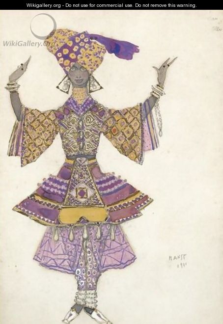 Costume Design For A Young Hindu Prince In Le Dieu Bleu - Leon (Samoilovitch) Bakst