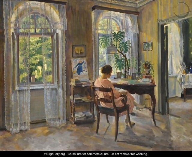 Lady In An Interior - Sergey Arsenievich Vinogradov