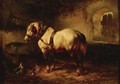 A Horse And Chickens In A Stable - Wouterus Verschuur