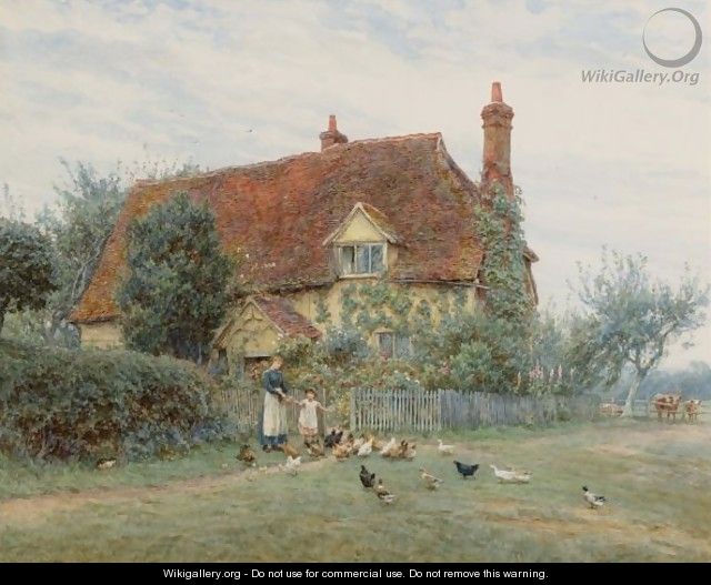 Feeding Time At The Cottage - Helen Mary Elizabeth Allingham, R.W.S.