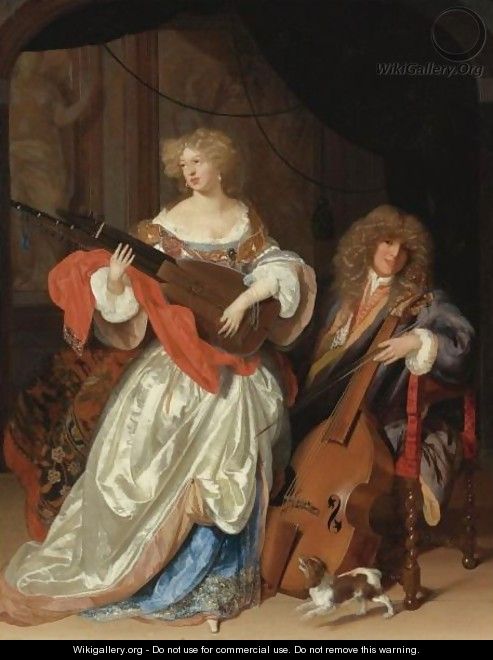 A Lady Playing The Lute And A Gentleman With A Viola Da Gamba - Adriaen Van Der Werff