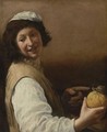 Laughing Young Man With A Melon And Snail - (after) Pietro Paolo Bonzi