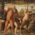 A Bacchanal Scene With The Drunken Silenus And Bacchants Cavorting In A Vineyard - (after) Dosso Dossi