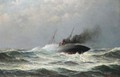 Steamship In Heavy Seas - Lars Laurits Haaland