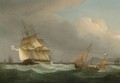 A Frigate Off The Devon Coast - Thomas Whitcombe