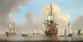 A British Man-Of-War And Other Shipping In A Calm - Peter Monamy