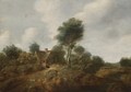 A Wooded Landscape With Figures Before A Cottage - Cornelis van Zwieten