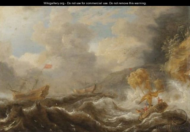 Shipping In A Tempestuous Sea - (after) Cornelis Mahu