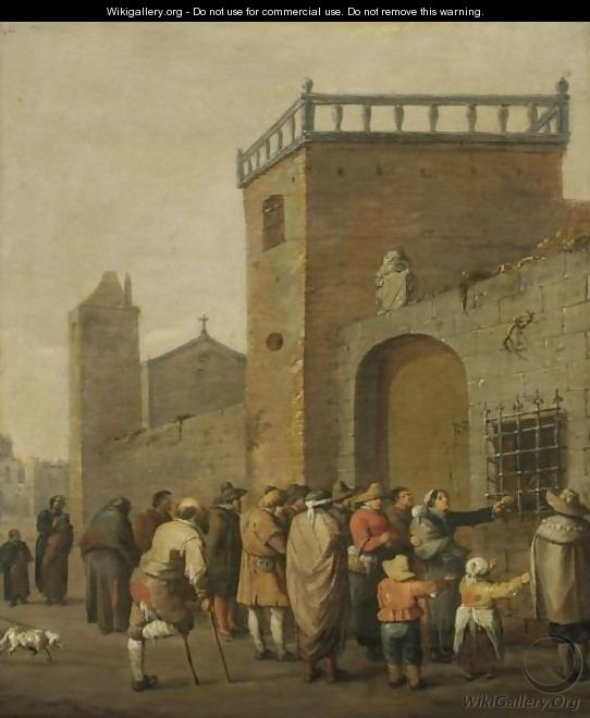 Alms Being Distributed Before A Palace - Pieter de Bloot