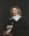 Portrait Of A Man, Half Length, Wearing A Black Tunic With Embroidered Collar And Cuffs, Holding A Pair Of Gloves - (after) Abraham De Vries