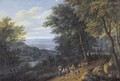 A Wooded Landscape With Figures Travelling Along A Path - Pieter Bout