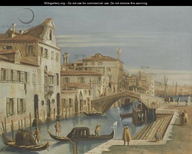 Venice, A View Of A Canal With Gondoliers - (after) (Giovanni Antonio Canal) Canaletto