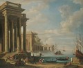 A Capriccio Of A Mediterranean Harbour Scene - (after) Giovanni Paolo Panini