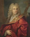 Portrait Of A Gentleman, Half Length, Wearing A Red Cape - (after) Nicolas De Largillierre