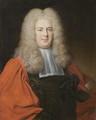 Portrait Of A Notary, Half Length, Wearing A Red Robe And A Wig - French School