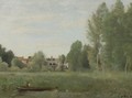 Environs De Mantes, Petites Habitations Cachees Dans Les Arbes Pres Du Bord De L'Eau - Jean-Baptiste-Camille Corot