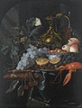 A Still Life With Grapes, Strawberries In A Porcelain Bowl, Peaches, A Silver-Gilt Jug - (after) Willem Van Aelst