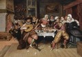 An Elegant Company Making Merry While Eating And Drinking Around A Table In An Interior - (after) Louis De Caullery