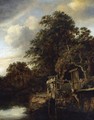 A Wooded River Landscape With A Woman And Child Looking Out Over The Water - Cornelius Decker