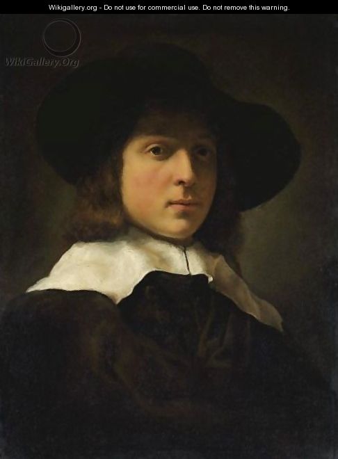 A Portrait Of A Young Man Wearing A Hat And White Ruff - Govert Teunisz. Flinck