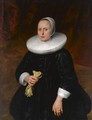 A Portrait Of A Lady, Standing Three-Quarter Length, Wearing A Black Dress With A Mill-Stone Collar - (after) Thomas De Keyser